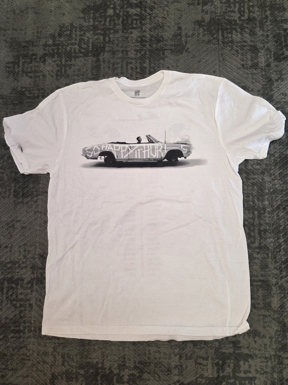 Men's White Graphic T‑Shirt with Convertible Car Print